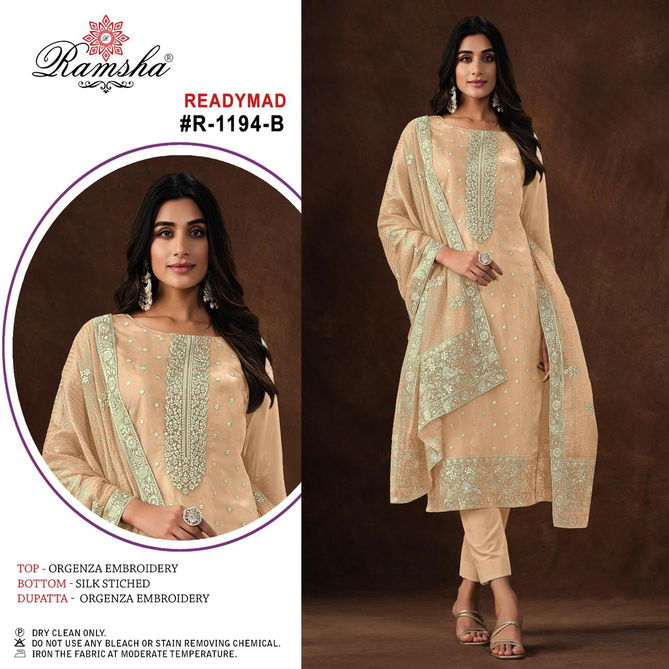 Ramsha R 1194 nx Organza Embroidery Pakistani Readymade Suit Wholesale Online